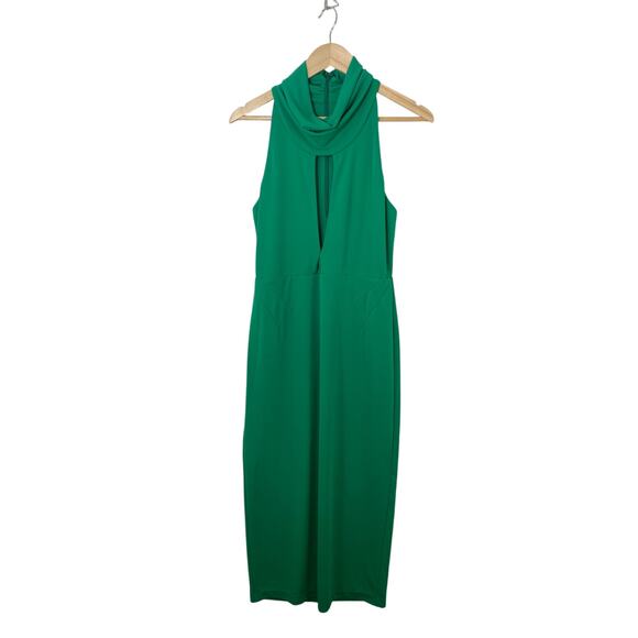 L'academie Vero Midi Cutout Halter Dress Parrot Green Womens Size Medium READ - Picture 1 of 15
